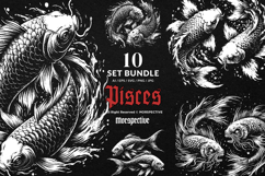 10 Bundle Dark Art Pisces Fish Koi Gothic Horror Zodiac Product Image 1
