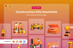 Construction Site Essentials 3D Icon Pack Product Image 1