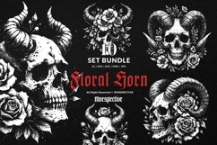 10 Bundle Dark Art Skull Horn and Floral Flower Rose Demon Product Image 1