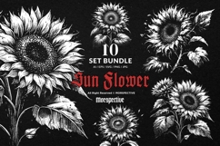 10 Bundle Dark Art Sun Flower Botanical Sunflower Floral Product Image 1