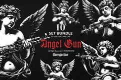 10 Bundle Dark Art Kids Angel Cupid with Gun Wings Saint Product Image 1