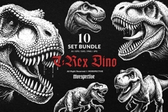 10 Bundle Dark Art T-Rex Dinosaur Jurassic Beast Animal Product Image 1