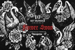 10 Bundle Dark Art Swan Floral Flower Bird Swan Feathers Product Image 1