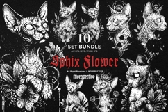 10 Bundle Dark Art Sphix Cat Flower Floral Kitten Whisker Product Image 1
