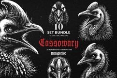 10 Bundle Dark Art Cassowary Bird Exotic Animal Tropical Product Image 1
