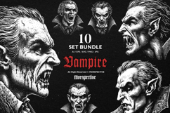 10 Bundle Dark Art Vampire Face Gothic Dracula Monster Product Image 1