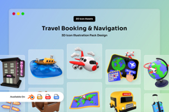 Travel Booking & Navigation 3D Icon Pack Product Image 1
