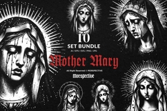 10 Bundle Dark Art Mother Mary Praying Girl God Skull Tattoo Product Image 1