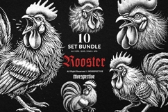 10 Bundle Dark Art Rooster Chicken Animal Scary Face Tattoo Product Image 1