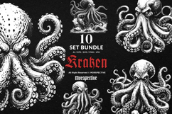 10 Bundle Dark Art Kraken Monster Octopus Gothic Horror Product Image 1