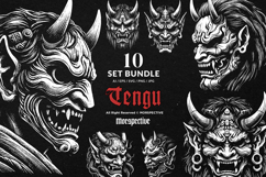 10 Bundle Dark Art Tengu Mask Hannya Oni Japanese Demon Product Image 1