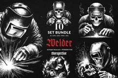 10 Bundle Dark Art Skull Welder Fire Iron Worker Metal Product Image 1