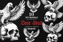 10 Bundle Dark Art Dove Standing on Skull Gothic Horror Product Image 1