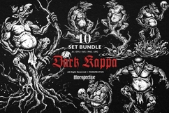 10 Bundle Dark Art Kappa Japanese Yokai Oni Demon Skull Product Image 1