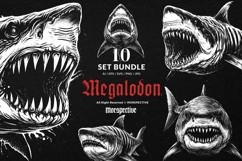 10 Bundle Dark Art Megalodon Fish Shark Ancient Animal Skull Product Image 1