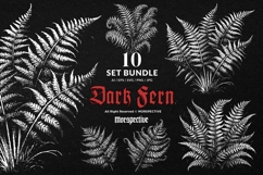10 Bundle Dark Art Fern Plant Wild Leaf Botanical Horror Product Image 1