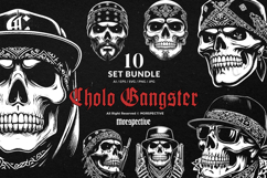 10 Bundle Dark Art Cholo Gangster Mafia Skull Tattoo Fedora Product Image 1