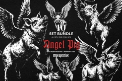 10 Bundle Dark Art Angel Pig with Wings Hog Boar Flying Product Image 1