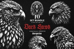 10 Bundle Dark Art Hawk Head Bird Eagle Wings Hunter Skull Product Image 1