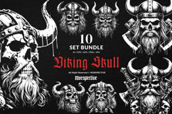 10 Bundle Dark Art Viking Skull Head Warrior Axe Vintage Product Image 1