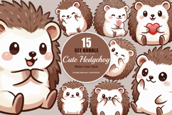 15 Bundle Watercolor Cute Hedgehog Animal Kids Thorns Mammal Product Image 1
