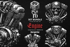 10 Bundle Dark Art Engine Skull Motorcycle Bike Race Car V8 Product Image 1