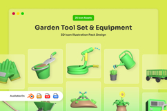 Garden Tool Set &amp; Equipment 3D Icon Pack Product Image 1