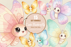15 Bundle Watercolor Cute Butterfly Kids Animal Caterpillar Product Image 1