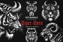 10 Bundle Dark Art Tiger Horn Beast Predator Big Cat Jungle Product Image 1