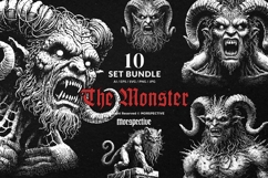 10 Bundle Dark Art Monster Demon Head Scary Face Horror Product Image 1