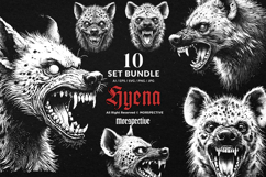 10 Bundle Dark Art Hyena Head Beast Wild Animals Tattoo Product Image 1