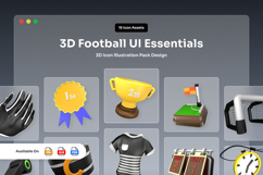 Clean 3D Soccer Icon Pack for UI/UX Product Image 1