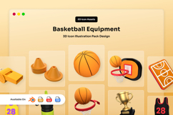 Basketball Equipment 3D Icon Pack Product Image 1