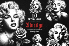 10 Bundle Dark Art Marilyn Monroe Sexy Women Face with Rose Product Image 1