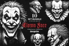 10 Bundle Dark Art Clown Scary Face Halloween Creepy Evil Product Image 1
