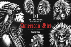 10 Bundle Dark Art American Indian Skull Girl Warriors Product Image 1