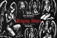 10 Bundle Dark Art Praying Angel Guardian Heaven Girl Wing Product Image 1