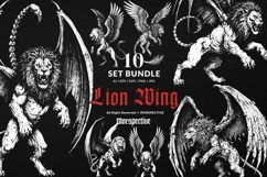 10 Bundle Dark Art Lion Wing Beast King Animal Predator Product Image 1