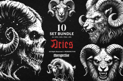 10 Bundle Dark Art Aries Zodiac Goat Baphomet Occult Tattoo Product Image 1