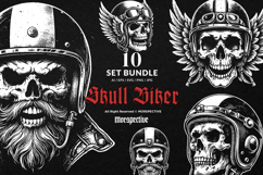 10 Bundle Dark Art Skull Head Biker Riding Motorcycle Product Image 1
