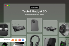 Modern Tech &amp; Gadget 3D Icon Pack Product Image 1