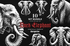 10 Bundle Dark Art Elephant Head Gothic Style Animal Tattoo Product Image 1