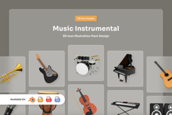 Music Instrumental 3D Icon Pack Product Image 1