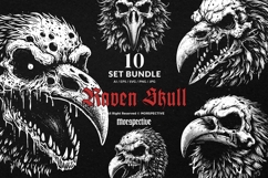 10 Bundle Dark Art Raven Skull Bird Death Crow Horror Animal Product Image 1