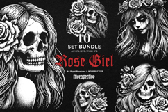 10 Bundle Dark Art Skull Girl Rose Skeleton Gothic Sugar Product Image 1
