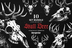 10 Bundle Dark Art Skull Deer Head Wild Animal Horror Tattoo Product Image 1