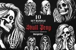10 Bundle Dark Art Skull Girl Pray Woman Grunge Sugar Skull Product Image 1
