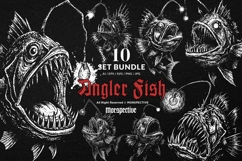 10 Bundle Dark Art Angler Fish Sea Creature Horror Deep Sea Product Image 1