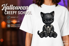 Creepy School Black Cat Gothic Halloween PNG Product Image 1