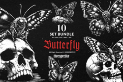 10 Bundle Dark Art Butterfly Insect Gothic Horror Skull Head Product Image 1